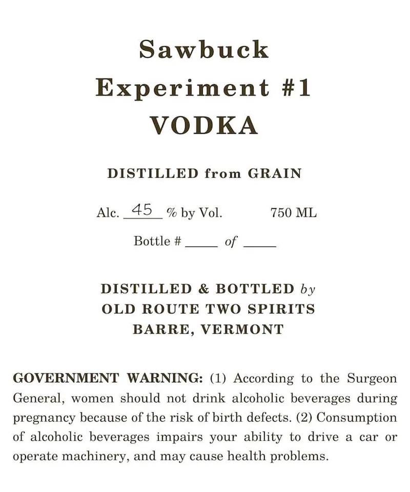 Sawbuck Experiment #1 Vodka