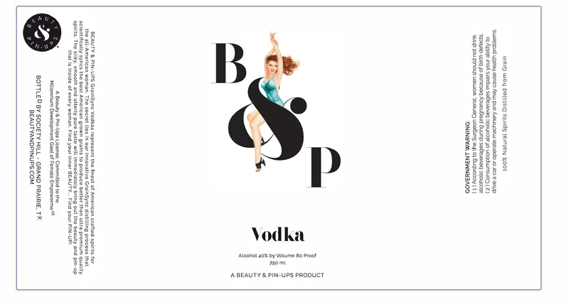 Beauty & Pin-Ups B&p Vodka label
