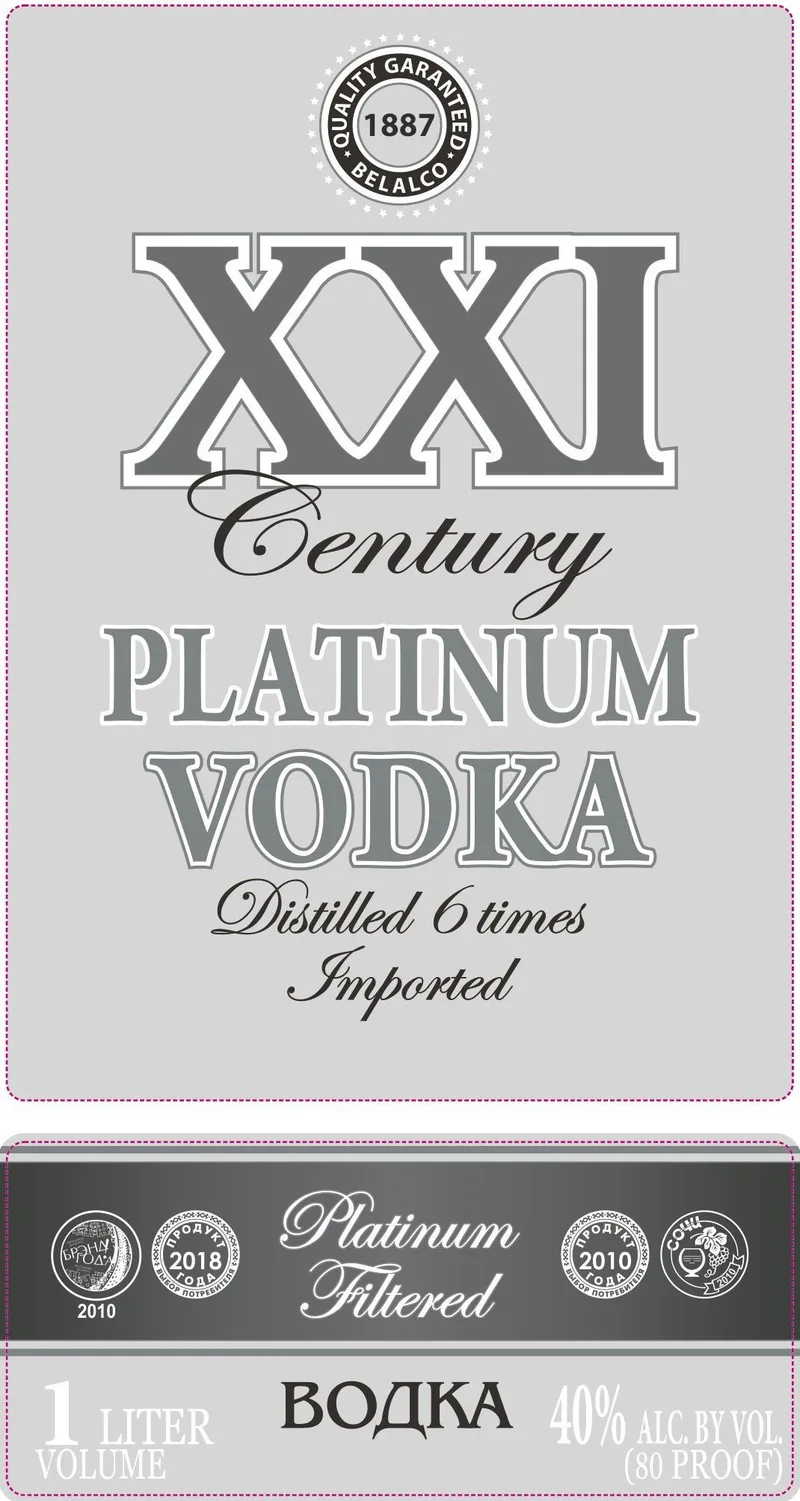 XXI Century Platinum Vodka label