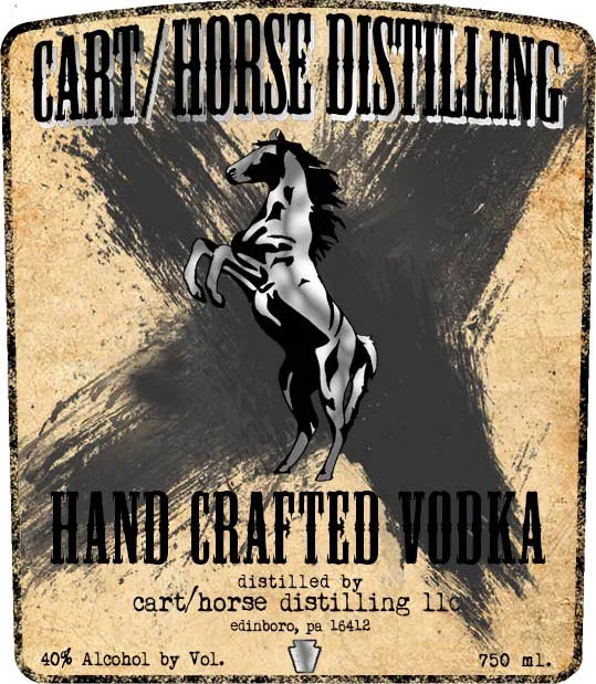 Cart/horse Distilling label