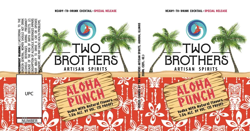 Two Brothers Artisan Spirits Aloha Punch label