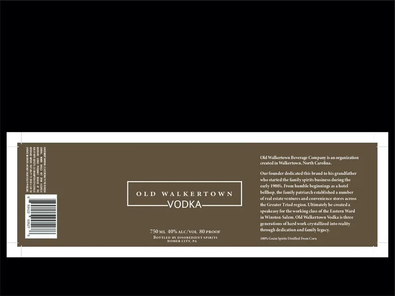 Old Walkertown Vodka label