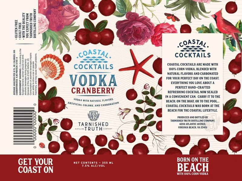 Coastal Cocktails Vodka Cranberry label