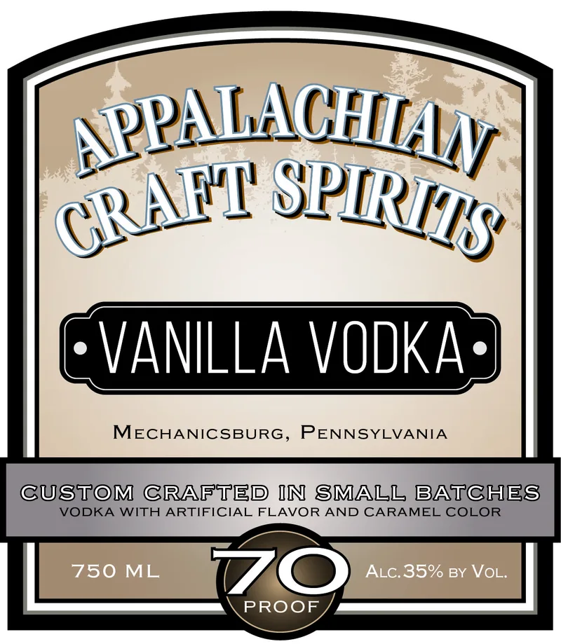Appalachian Craft Spirits Vanilla Vodka label