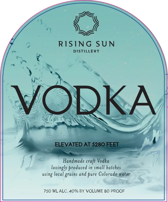Rising Sun Distillery Vodka label