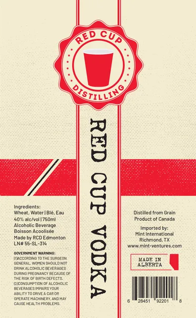 Red Cup Red Cup Vodka label