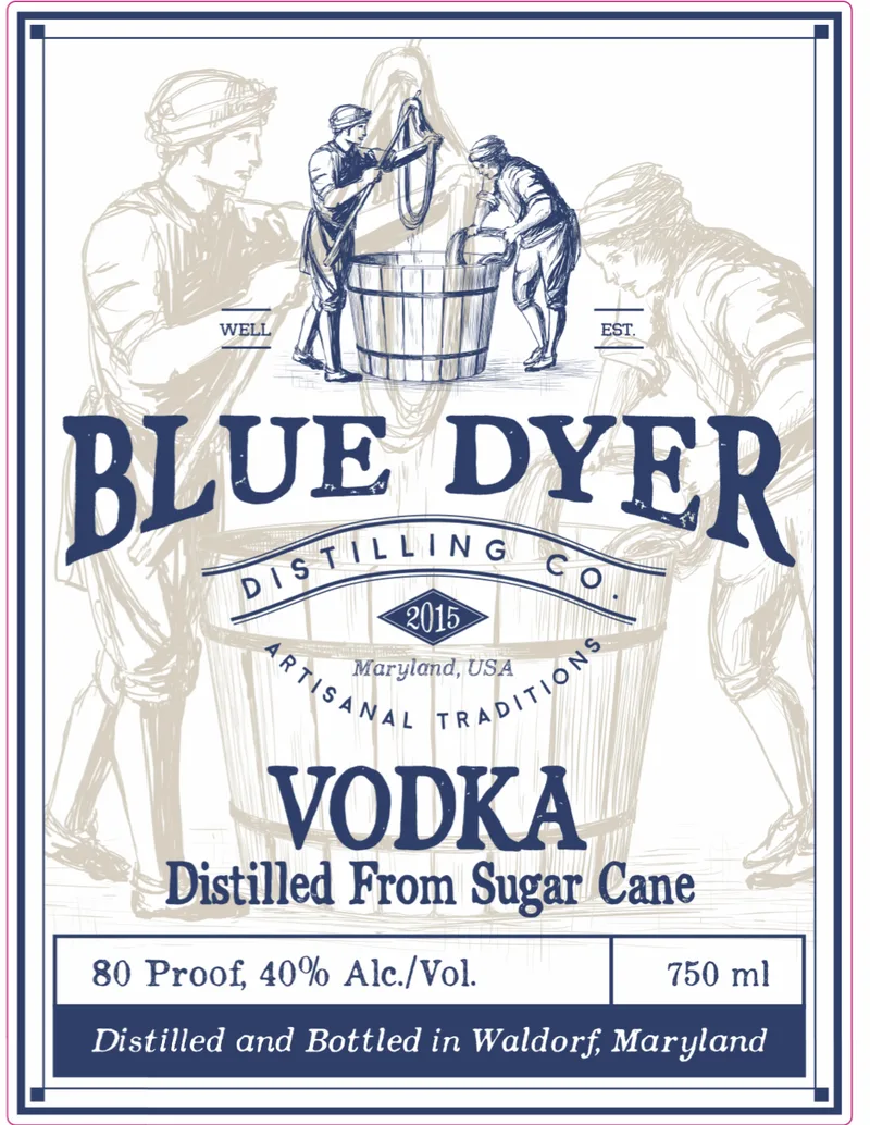 Bluedyer Distilling CO. label