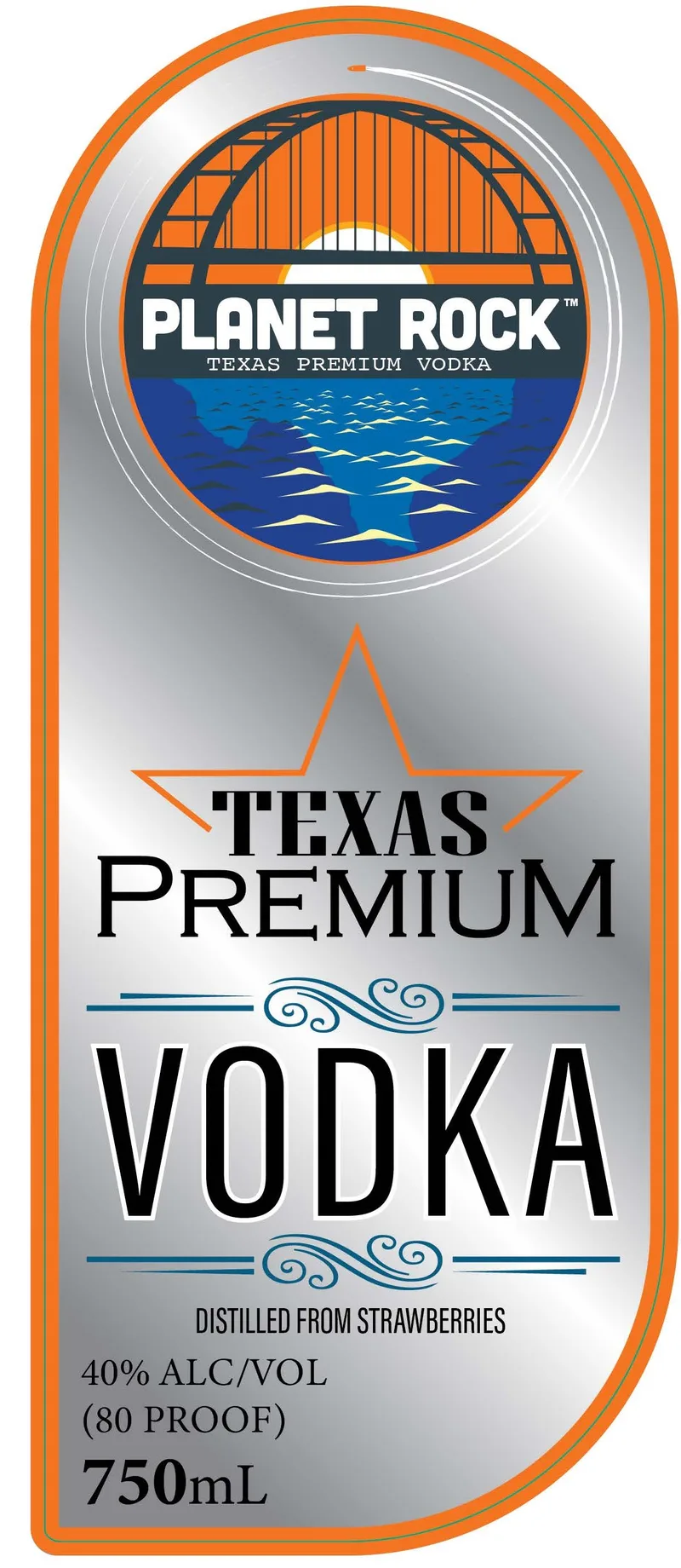 Planet Rock Texas Premium Vodka label