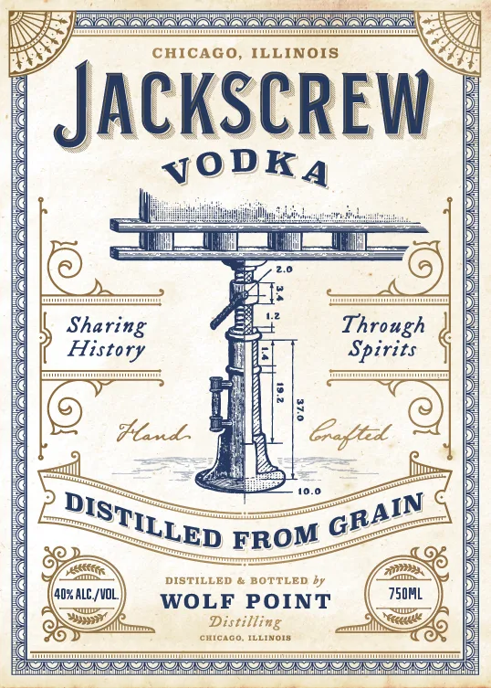 Jackscrew Vodka label