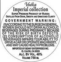Imperial Vodka Collection label