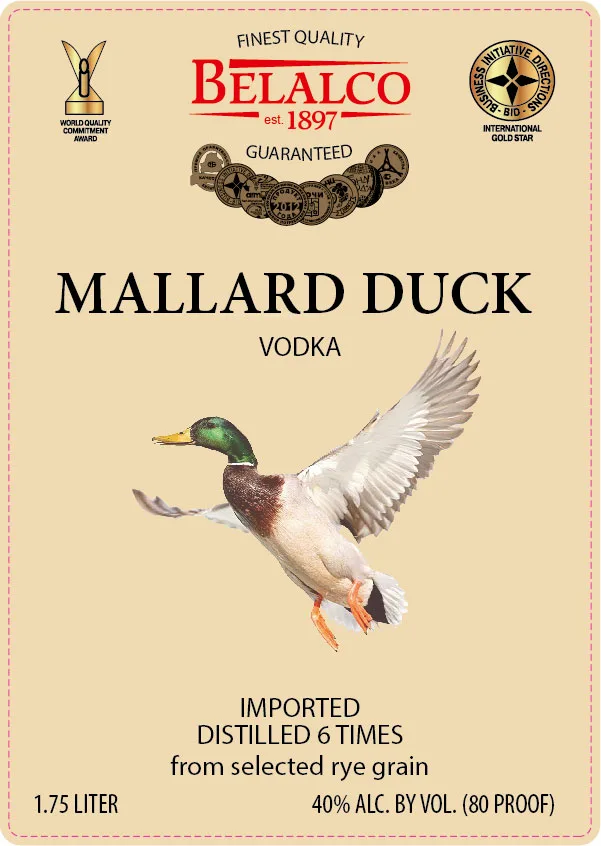 Mallard Duck Vodka label