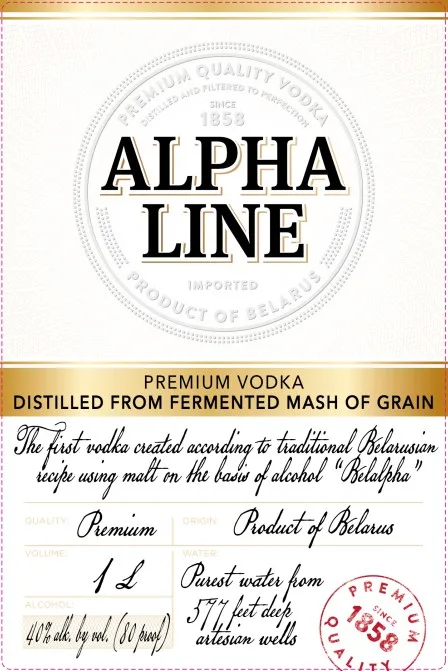 Alpha Line Premium Vodka label