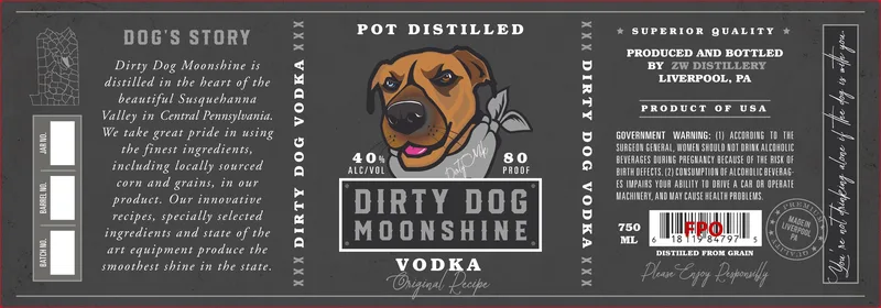 Dirty Dog Moonshine label