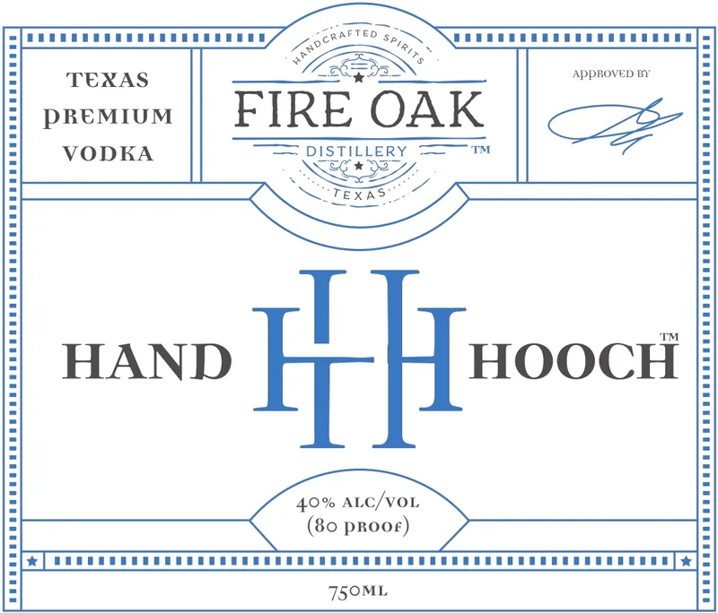 Fire Oak Distillery Hand Hooch label