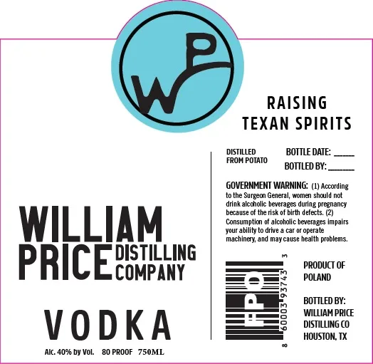 William Price Distilling Company label
