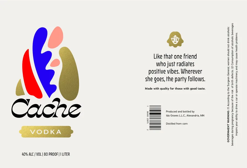 Cache Vodka label