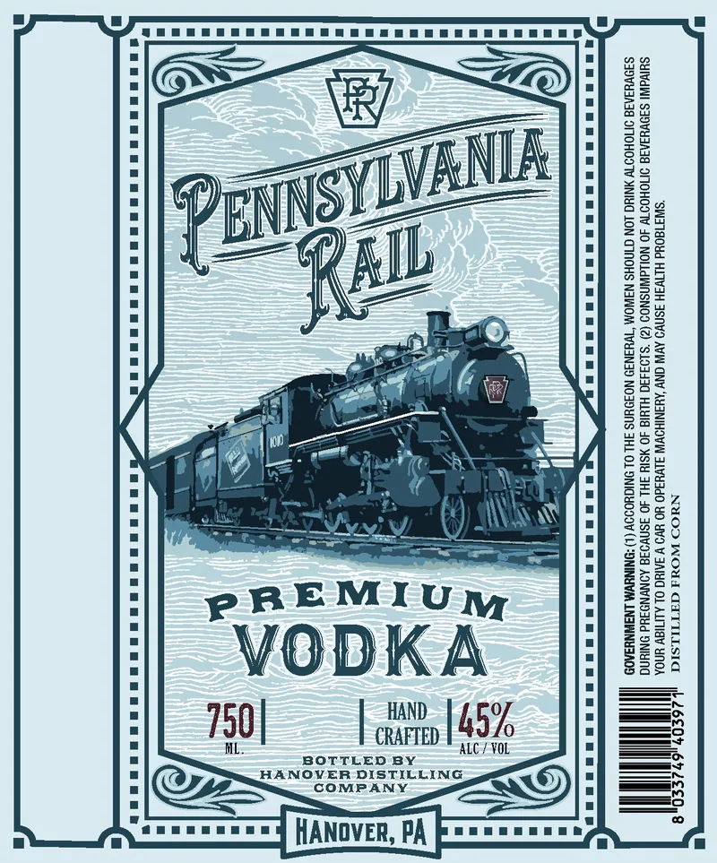 Pennsylvania Rail Premium Vodka label