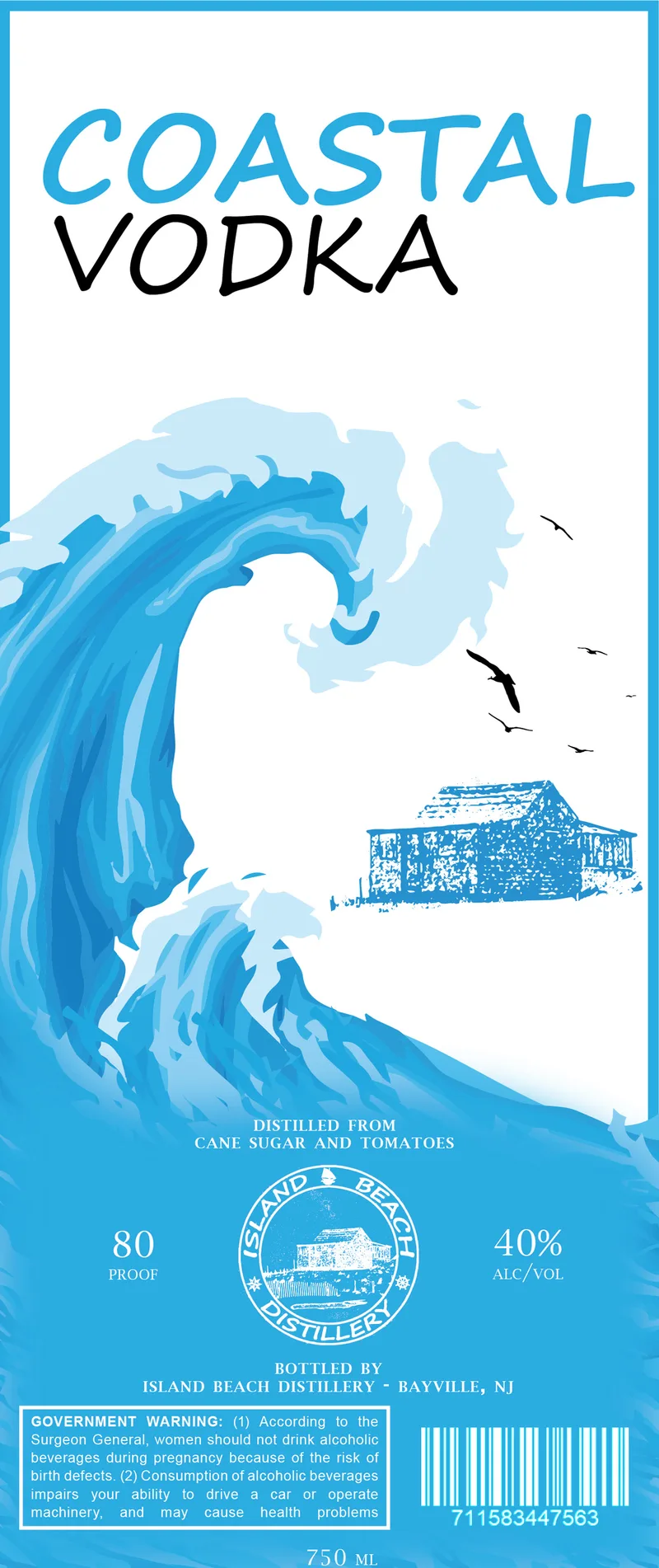 Island Beach Distillery Coastal Vodka label
