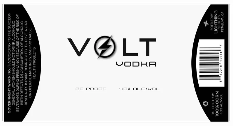 Lightning Spirits Volt Vodka label