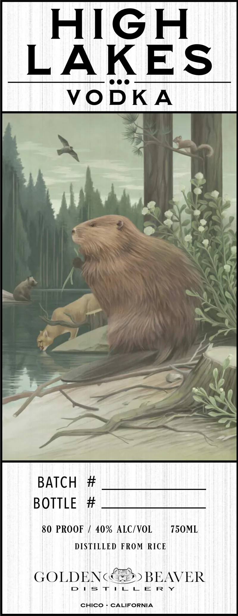 Golden Beaver Distillery High Lakes label
