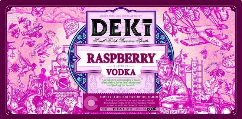 Deki Raspberry Vodka label