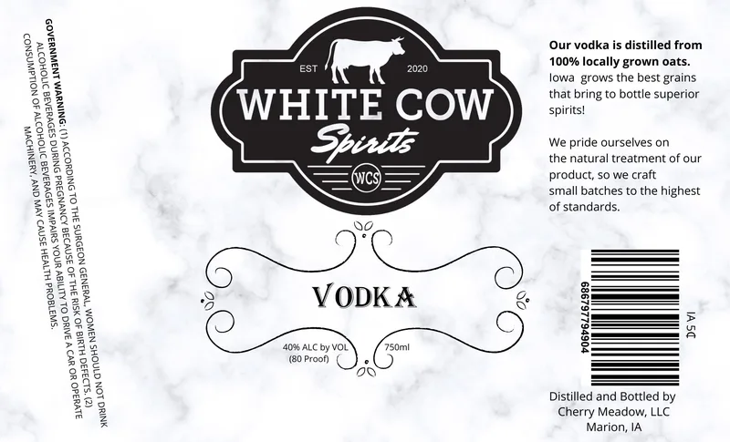 White Cow Spirits label