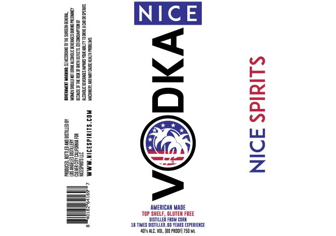 Nice Spirits Nice Vodka label
