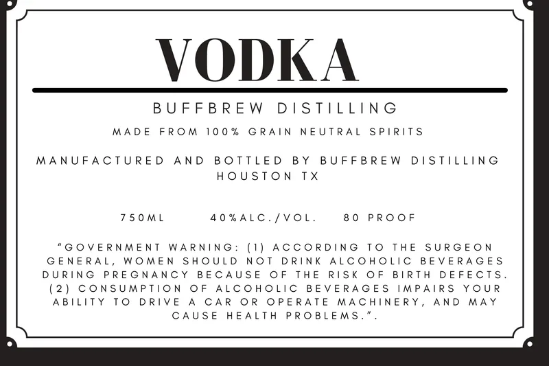 Buffbrew Distilling label