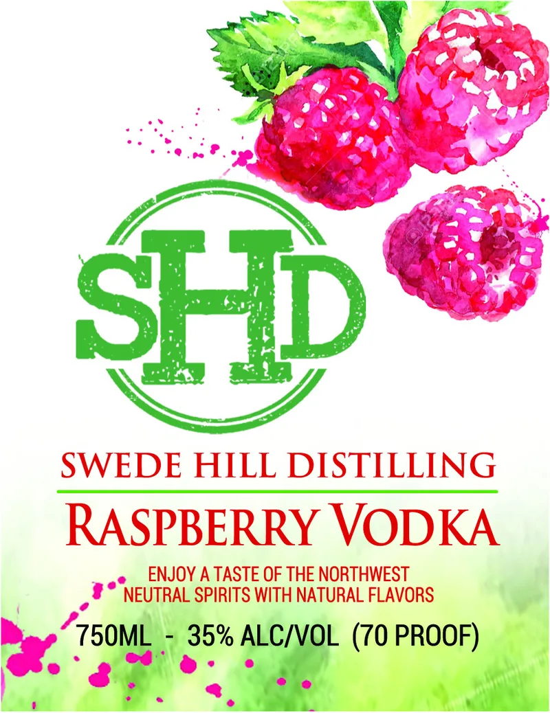 Swede Hill Distilling Raspberry Vodka label