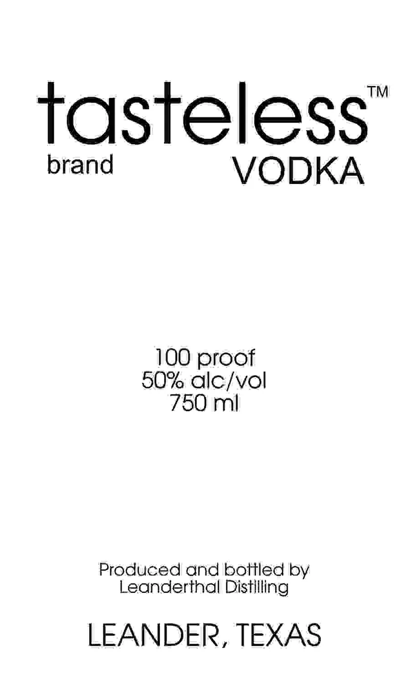 Tasteless Vodka label