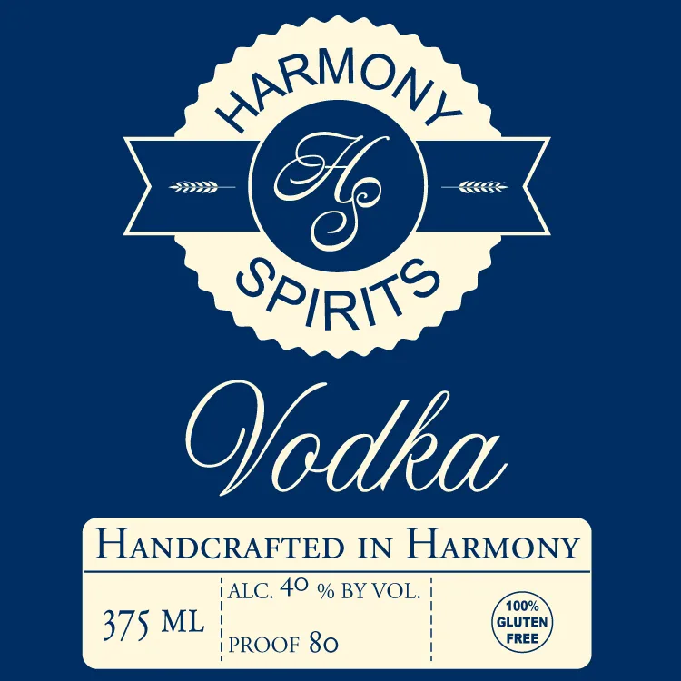Harmony Spirits Vodka label