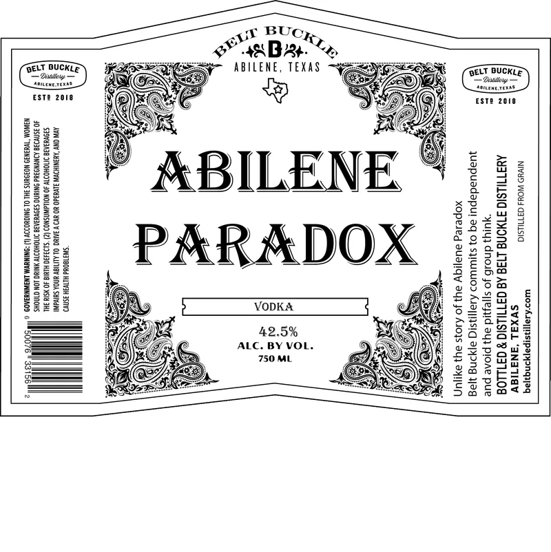Abilene Paradox Vodka label
