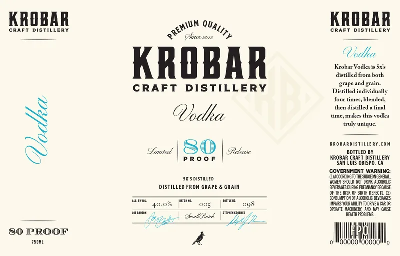 Krobar Craft Distillery label