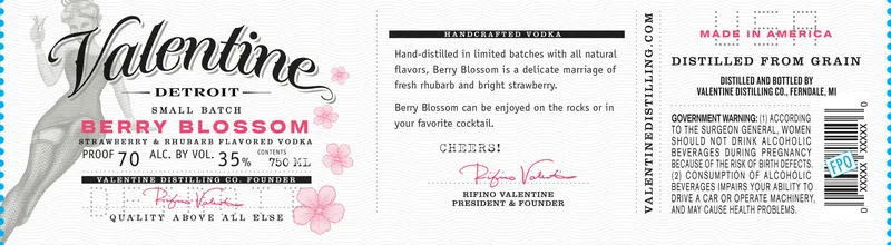 Valentine Berry Blossom label