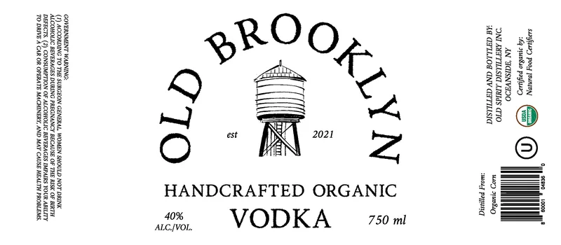 Old Brooklyn Handcrafted Organic Vodka label