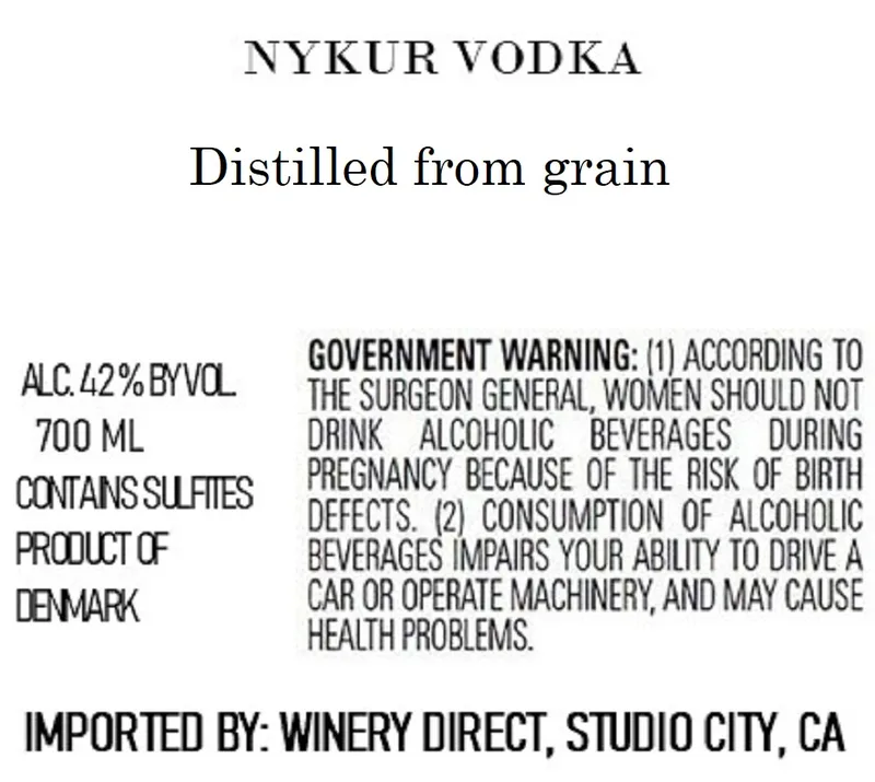 Nykur Vodka label
