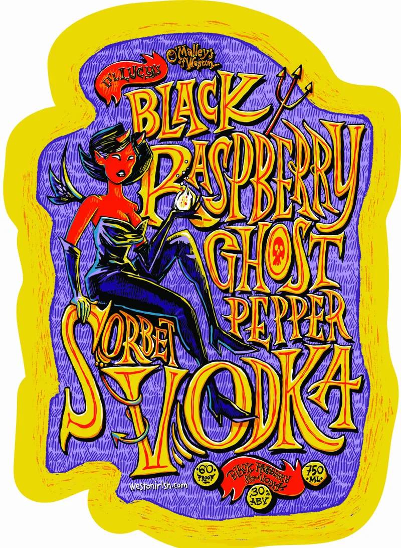 O'malley' Of Weston Black Raspberry Ghost Pepper Sorbet Vodka label