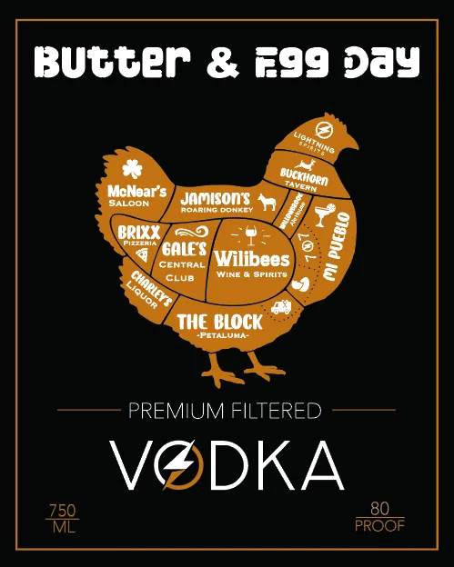 Butter And Egg Day Vodka label