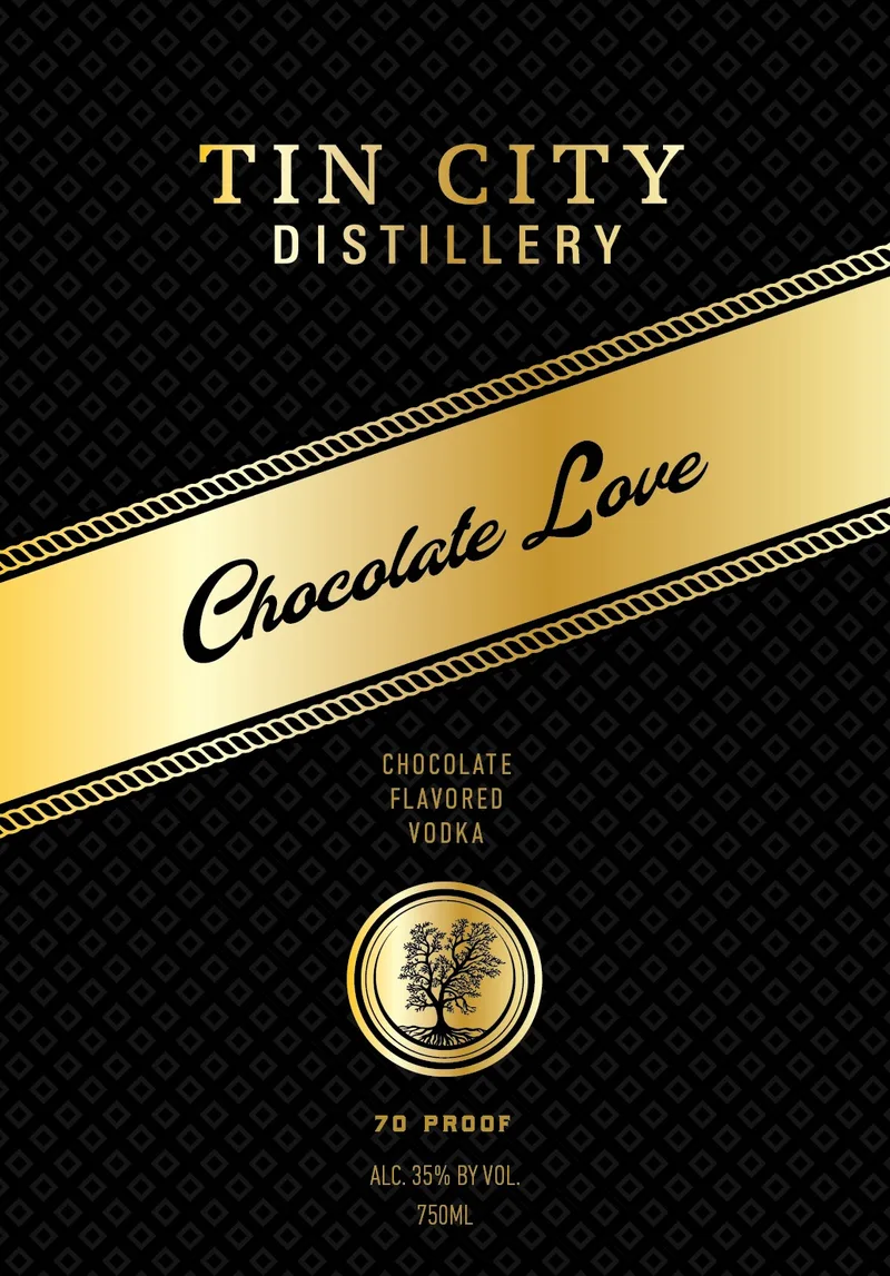 Tin City Distillery Chocolate Love label