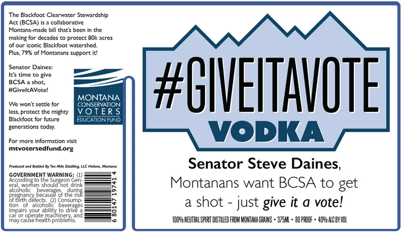 Give It A Vote Vodka label