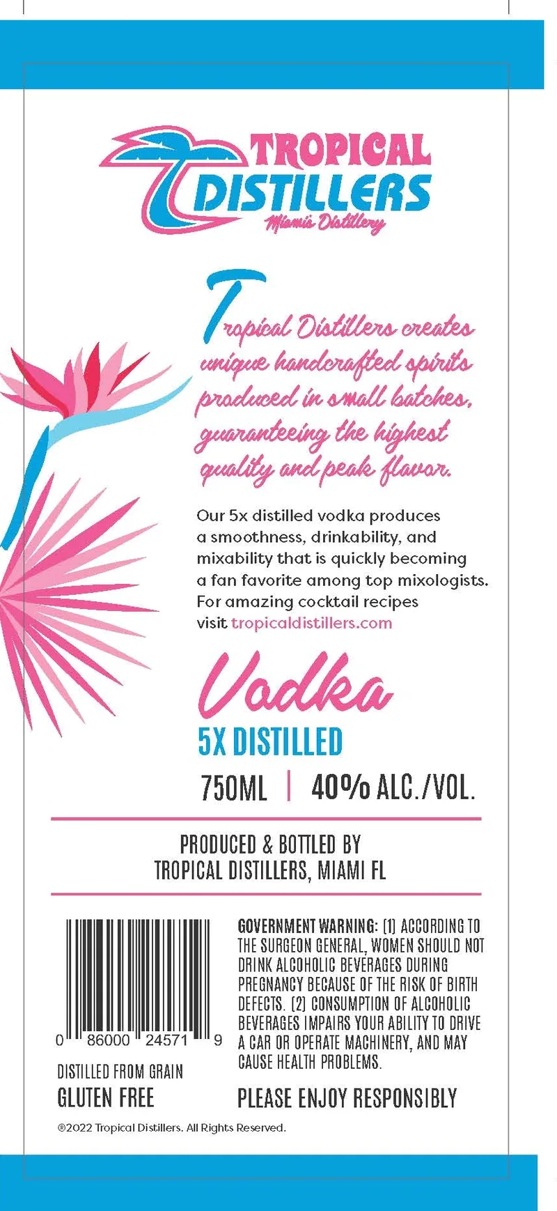 Tropical Distillers label