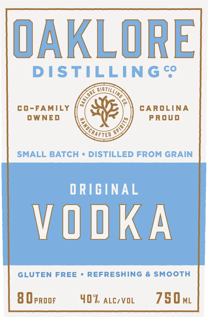 Oaklore Distilling CO. Original Vodka label