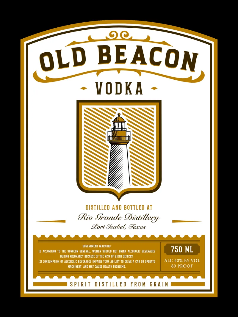 Rio Grande Distillery Old Beacon Vodka label