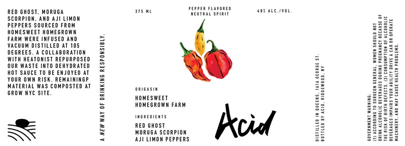 Acid Pepper Flavored Neutral Spirit label