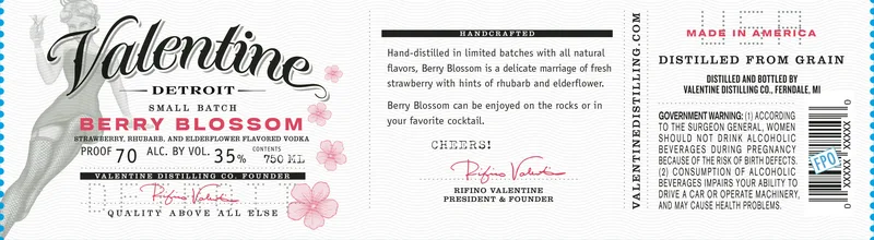 Valentine Detroit Berry Blossom label