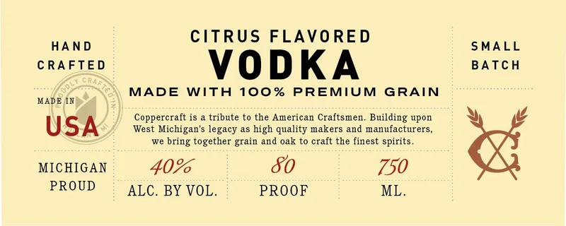 Coppercraft Distillery label