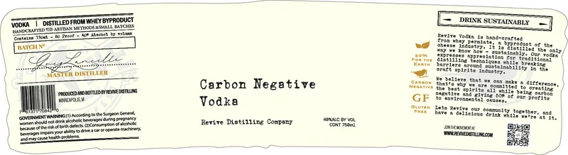 Carbon Negative Vodka label