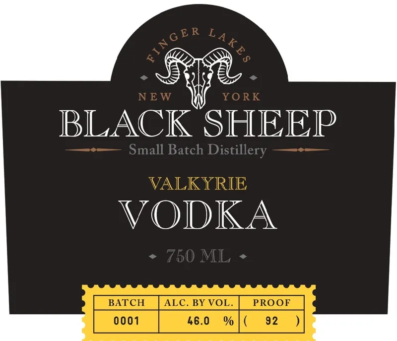 Black Sheep Distillery Valkyrie Vodka label