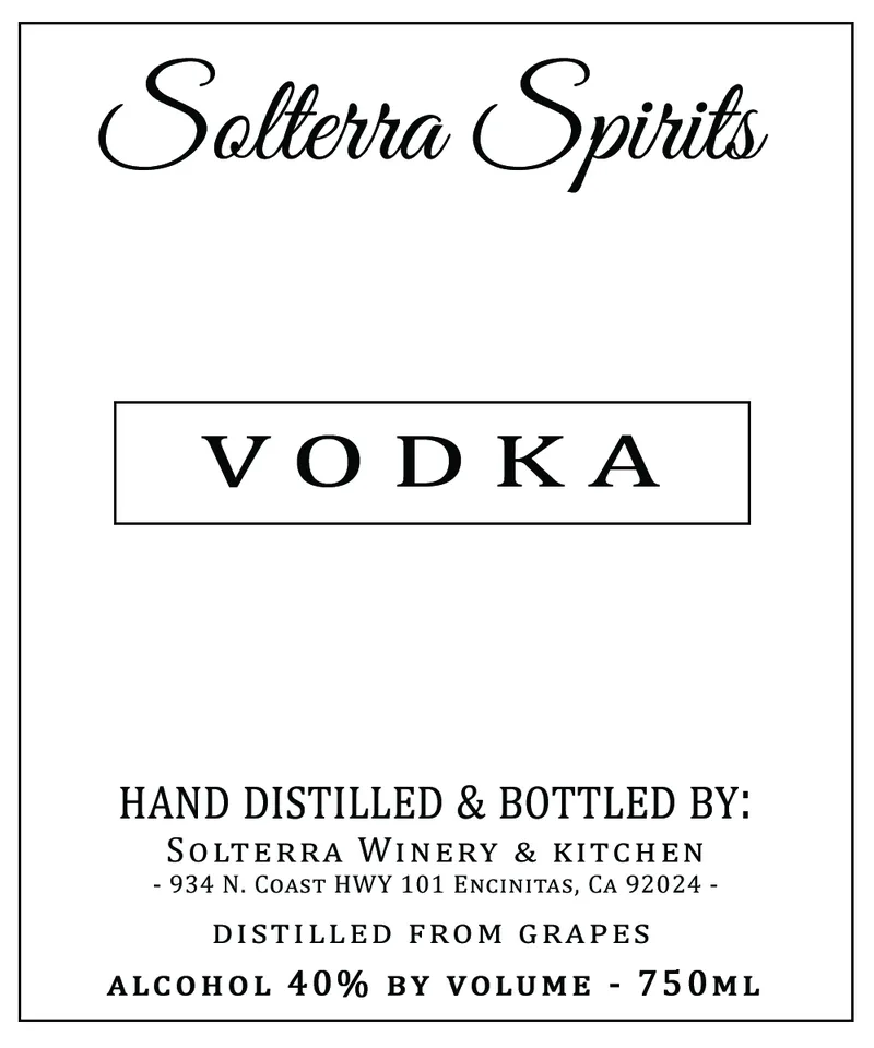 Solterra Spirits label
