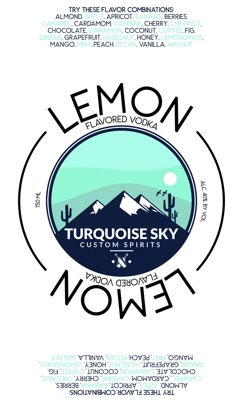 Turquoise Sky Custom Spirits label